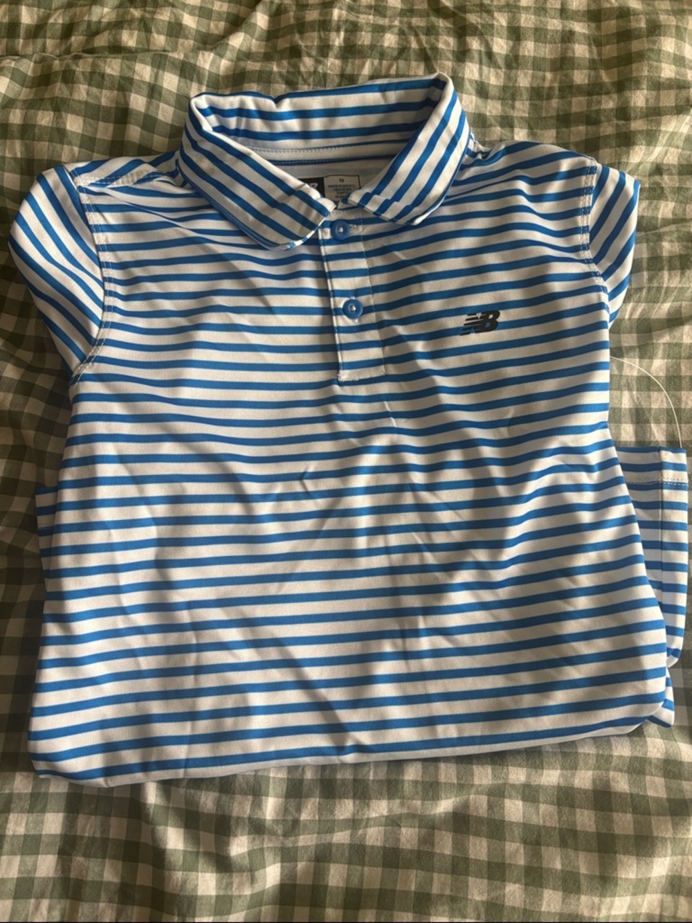 New Balance Blue and White Striped Polo for Kids
